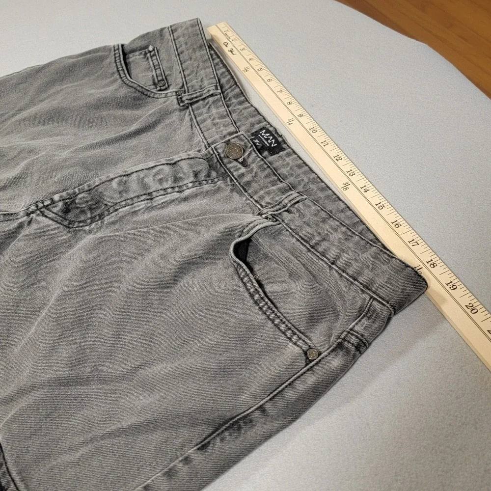 Boohoo MAN Jeans Gray Wash Denim Cargo Pant Mens Size 38 Button Fly Straight Leg